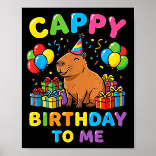 Póster Chica Cumpleañera Carpincho Kawaii Fiesta de Anima