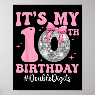 Póster chica cumpleaños 10 doble dígito bola de discoteca