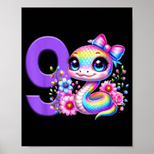 Póster Chica Cumpleaños 9 Serpiente Fiesta Arco Coquette 