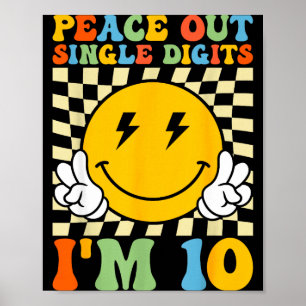 Póster Chica Cumpleaños Cara Sonriente Paz Dígitos Únicos