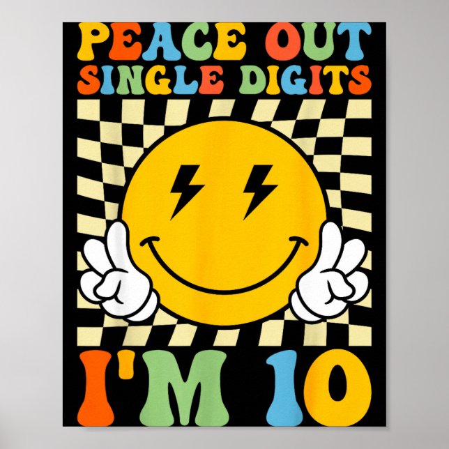 Póster Chica Cumpleaños Cara Sonriente Paz Dígitos Únicos (Frente)