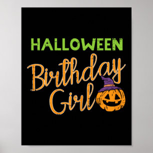 Póster Chica Cumpleaños Halloween Cumpleaños Disfraz Niña
