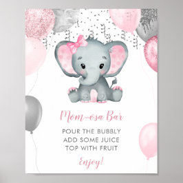 Póster Chica Cute Elephant Balloons Baby Shower Momosa