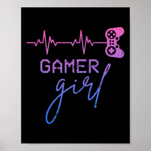 Póster Chica Cute Heartbeat Gamer Para El Videojuego Chic