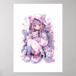 Póster Chica Cute Kawaii Style Anime