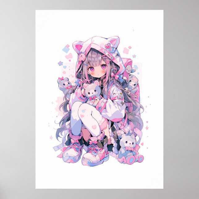 Póster Chica Cute Kawaii Style Anime (Frente)