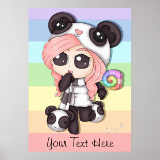 Póster Chica Cute Rainbow Anime Panda