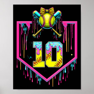 Póster Chica de 10º Cumpleaños Helado Softll Goteo Coquet