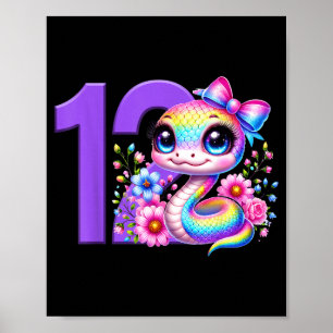 Póster Chica de 12 años cumpleaños fiesta de serpiente ar