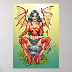 Póster chica de 15"x21" de Devil Pin-up Poster de Al Rio