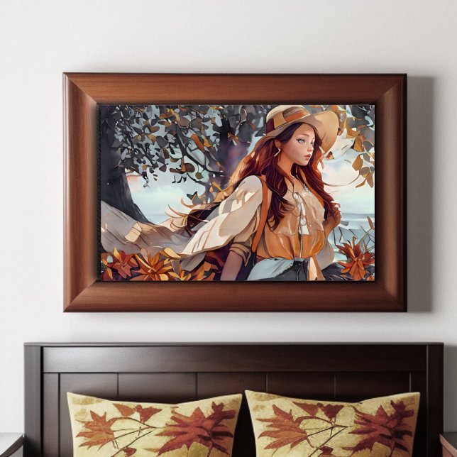 Póster Chica de acuarela Rustic Blue y Tan (Subido por el creador)