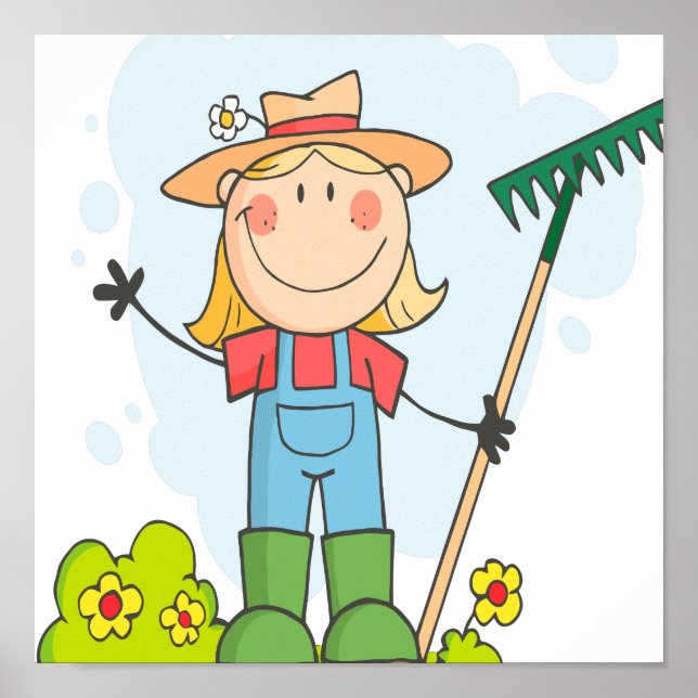 Póster chica de adorable palo agricultor (Frente)