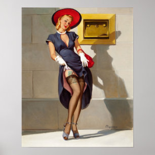 Póster Chica de anclaje retro