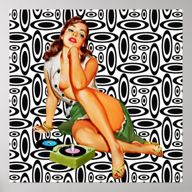 Póster Chica de anclaje retro vintage (Frente)