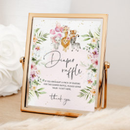 Póster Chica de animales de safari floral poster de rifa 