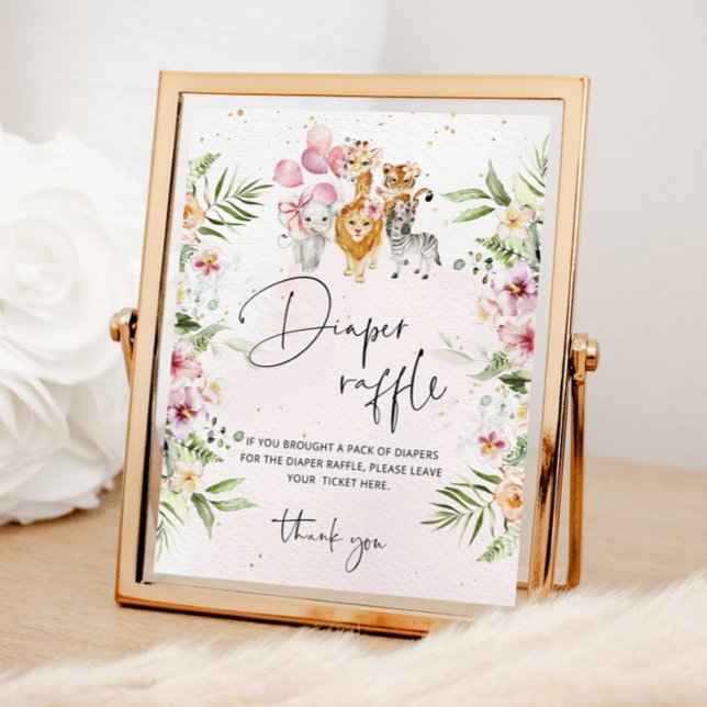 Póster Chica de animales de safari floral poster de rifa  (Subido por el creador)