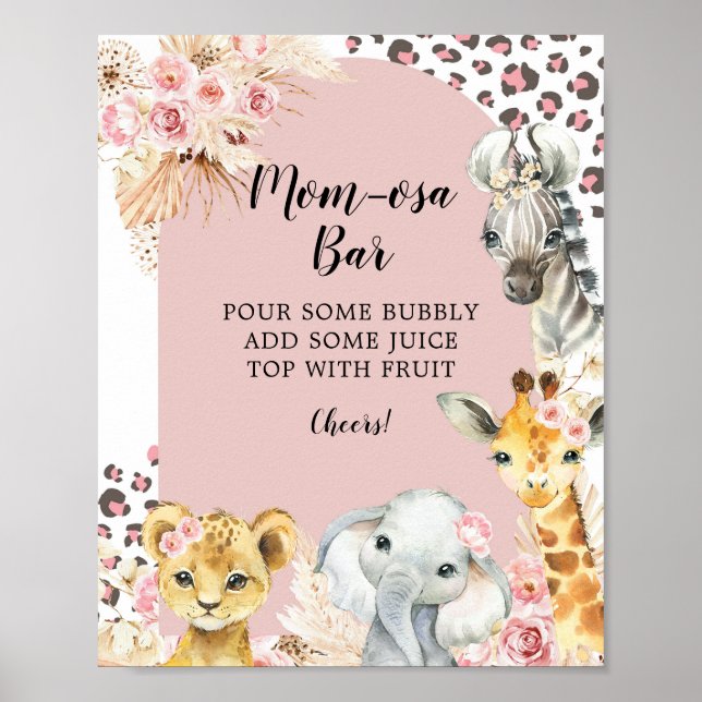 Póster Chica de animales del Fiesta de Safari del Boho ro (Frente)