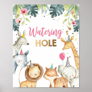 Póster Chica de animales salvajes de Aguas de Agua Rótulo