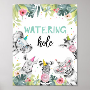 Póster Chica de animales salvajes de Aguas de Agua Rótulo