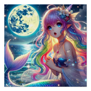 Póster Chica de Anime Cantando Pixie de Luz de Luna Siren