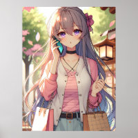 Chica de anime lindo en compras