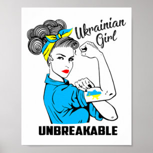 Póster Chica de apoyo a Ucrania Inquebrantable Fuerte Org