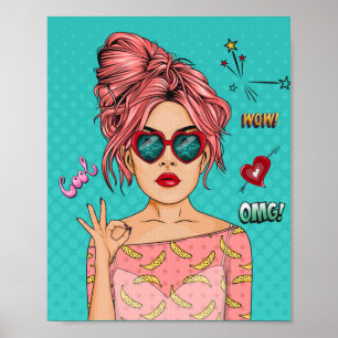 Poster Chica de arte pop cómico