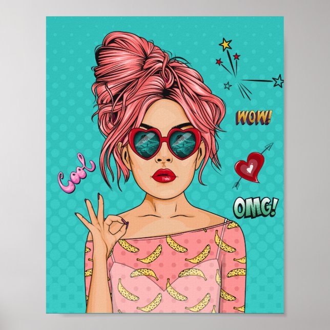 Poster Chica de arte pop cómico (Frente)