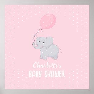 Póster Chica de Baby Shower Cute Elephant