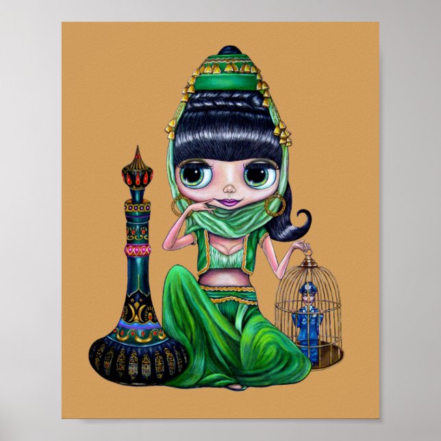 Póster Chica de bailarín de Little Green Genie Belly (Frente)