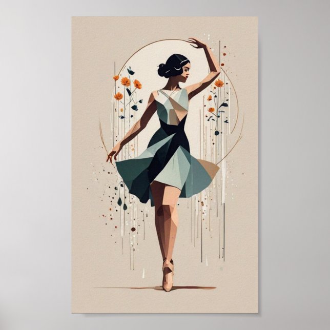 Póster Chica de bailarina Art Deco (Frente)