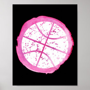 Póster Chica de baloncesto acuarela rosa