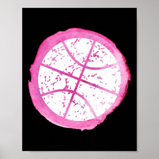 Póster Chica de baloncesto acuarela rosa (Frente)