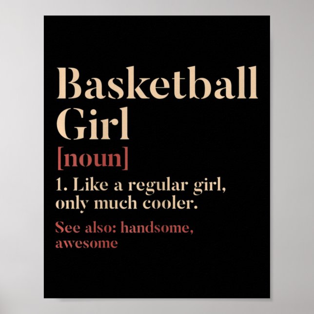 Póster Chica De Baloncesto Definición Graciosa Regalo Par (Frente)