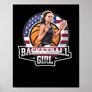 Póster Chica De Baloncesto Usa
