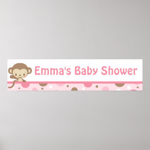 Póster Chica de banner de Monkey Zoo Baby Shower