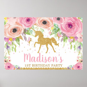 Póster Chica de banners de la fiesta de cumpleaños de uni
