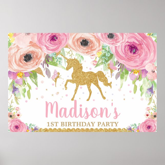 Póster Chica de banners de la fiesta de cumpleaños de uni (Frente)