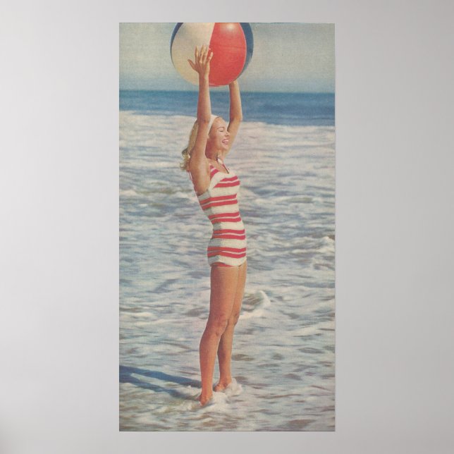 Póster chica de Beach Pinup 1958 (Frente)