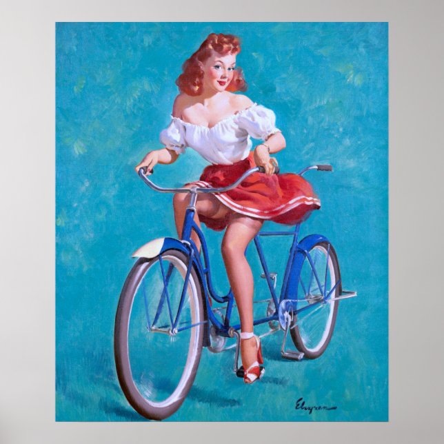 Póster Chica De Bicicletas Pin Up (Frente)