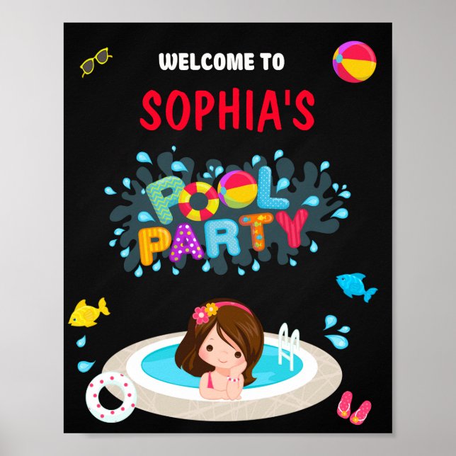 Póster Chica de bienvenida de la piscina fiesta de la pis (Frente)