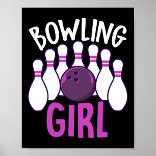 Póster Chica de boliche Cute Funny Bowler Enthusiast Set 