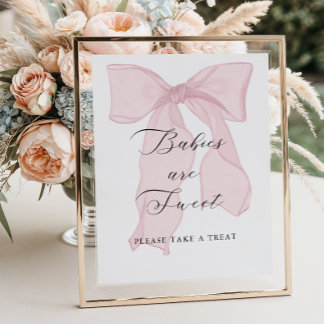 Póster Chica de Bow rosa Baby Shower Los bebés son dulces