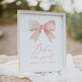 Póster Chica de Bow rosa Baby Shower Los bebés son Rótulo