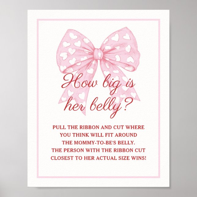 Póster Chica De Bow Rosa Baby Shower Qué Grande Es Su Bel (Frente)