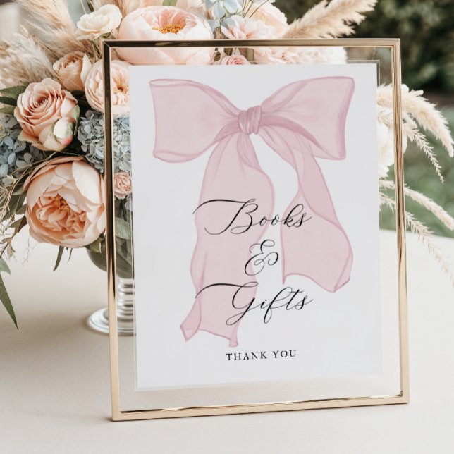 Póster Chica de Bow rosado Baby Shower Libros y regalos (Subido por el creador)