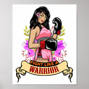 Póster Chica de boxeo Kickboxing Fitn