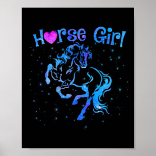 Póster Chica de Caballos Ama A Caballo Montando Niños Muj