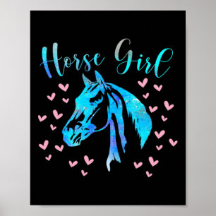 Póster Chica de Caballos Corazones Jinete Ecuestre Adoles