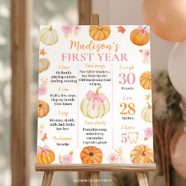 Póster Chica de calabaza de otoño primer cumpleaños